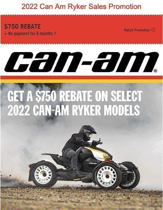 2022 Can-am Ryker rebate at Motosports 